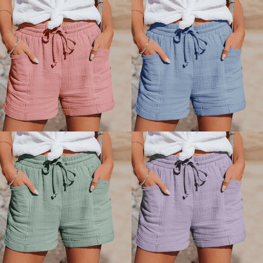 Linnen Korte Broek Dames met Relaxed Fit en Comfortabele Tailleband - Zova - Fashion