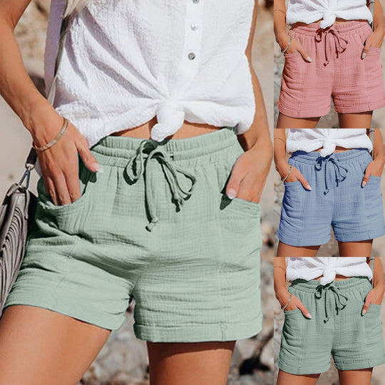 Linnen Korte Broek Dames met Relaxed Fit en Comfortabele Tailleband - Zova - Fashion