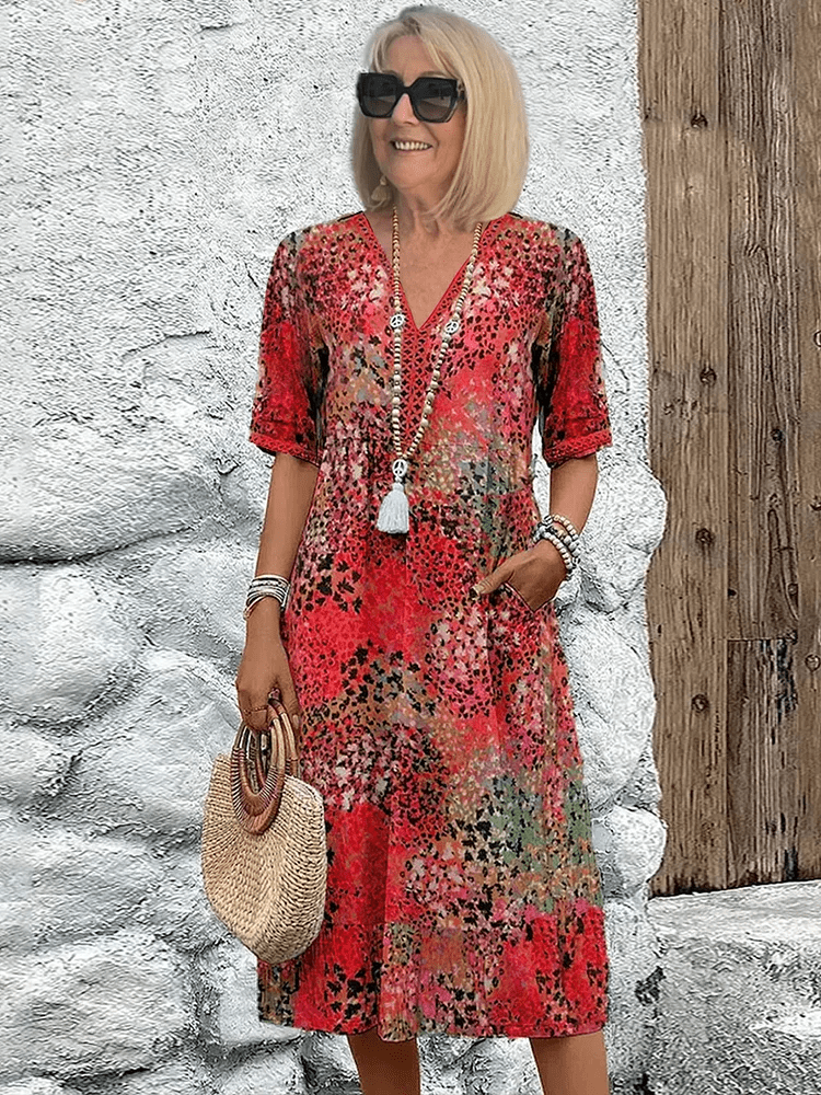 Linnen Midi Zomerjurk Dames met Flatterende Pasvorm - Zova - Fashion