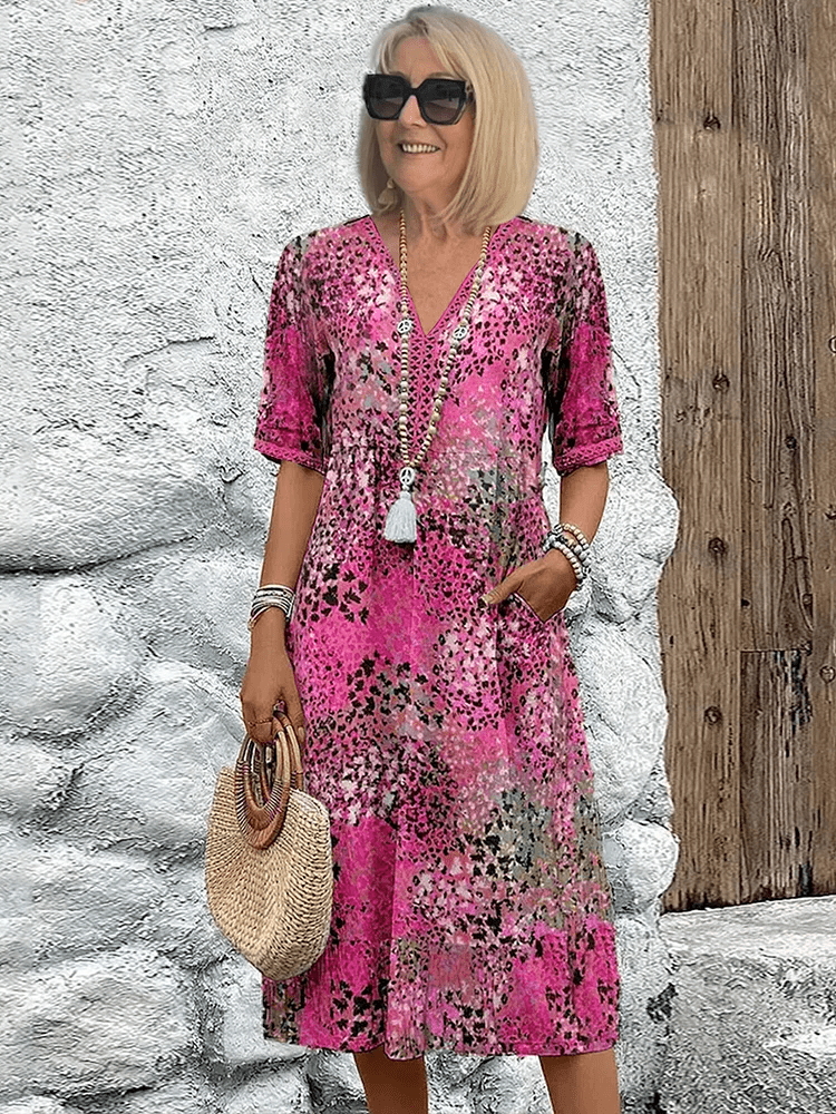 Linnen Midi Zomerjurk Dames met Flatterende Pasvorm - Zova - Fashion