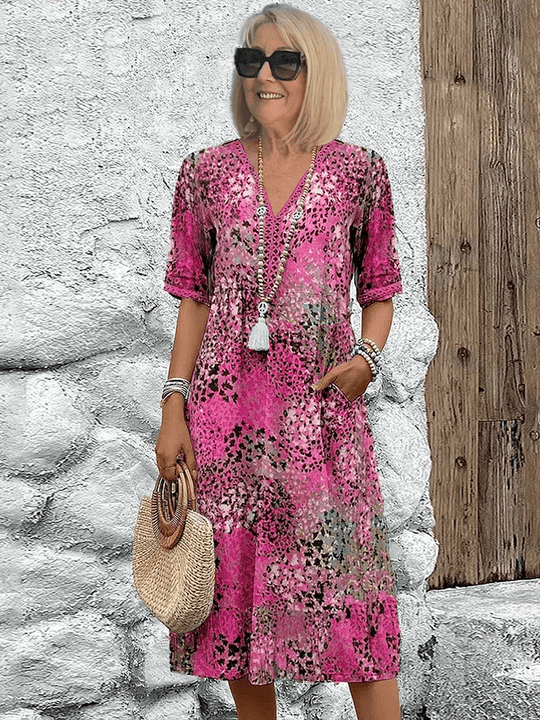 Linnen Midi Zomerjurk Dames met Flatterende Pasvorm - Zova - Fashion