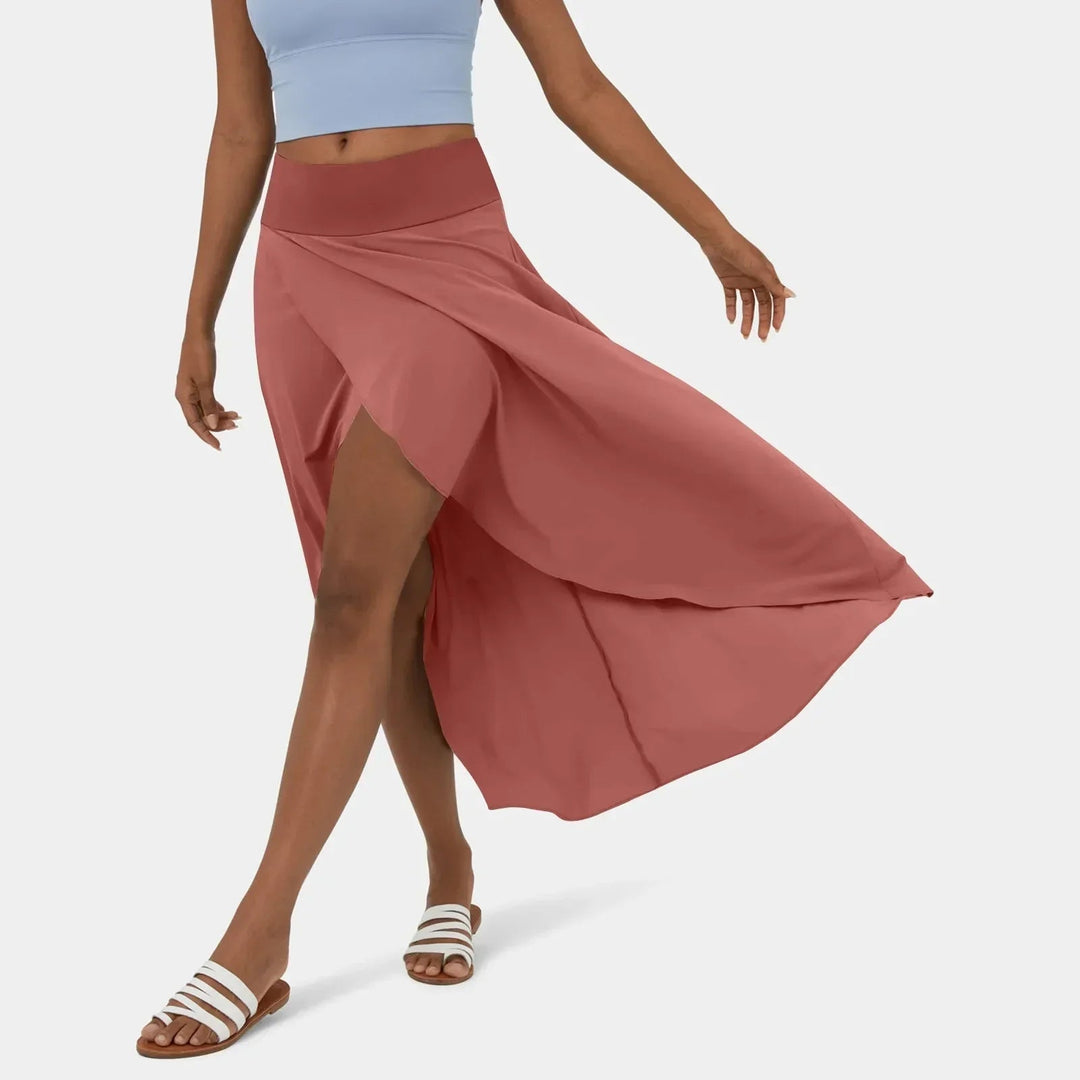 Linnen Midi Zomerrok Dames met Zwierige Pasvorm en Elastische Tailleband - Zova - Fashion
