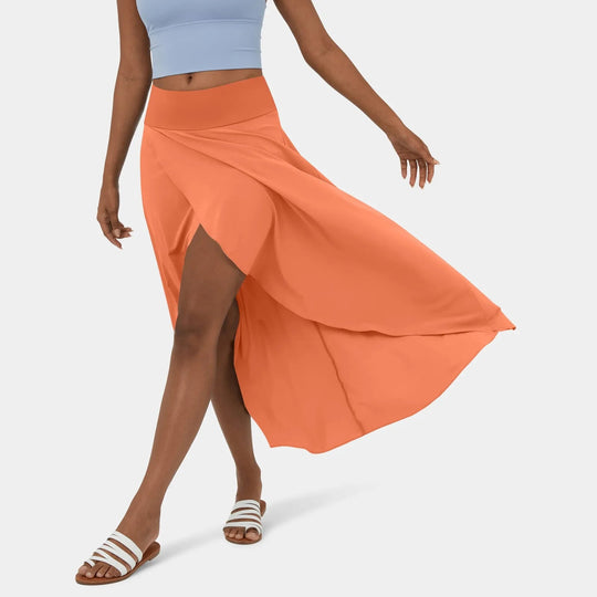 Linnen Midi Zomerrok Dames met Zwierige Pasvorm en Elastische Tailleband - Zova - Fashion