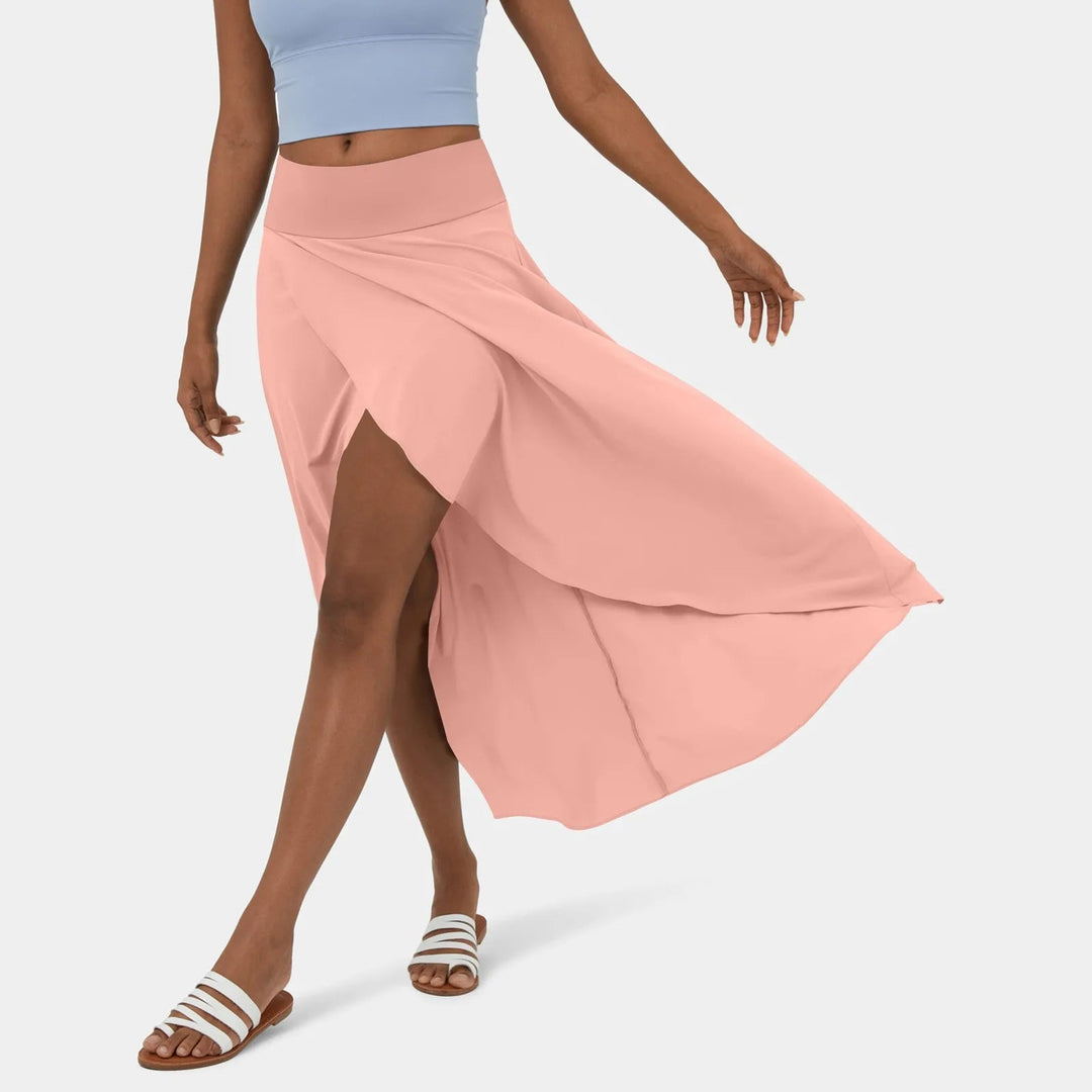 Linnen Midi Zomerrok Dames met Zwierige Pasvorm en Elastische Tailleband - Zova - Fashion