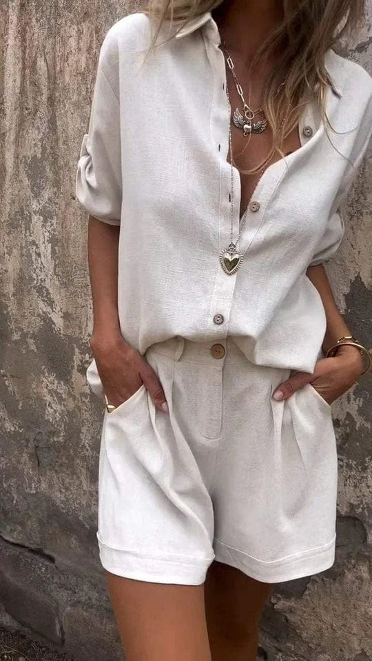 Linnen Set Dames | Kreukvrij Set met Relaxed Fit en Ademend Comfort - Zova - Fashion