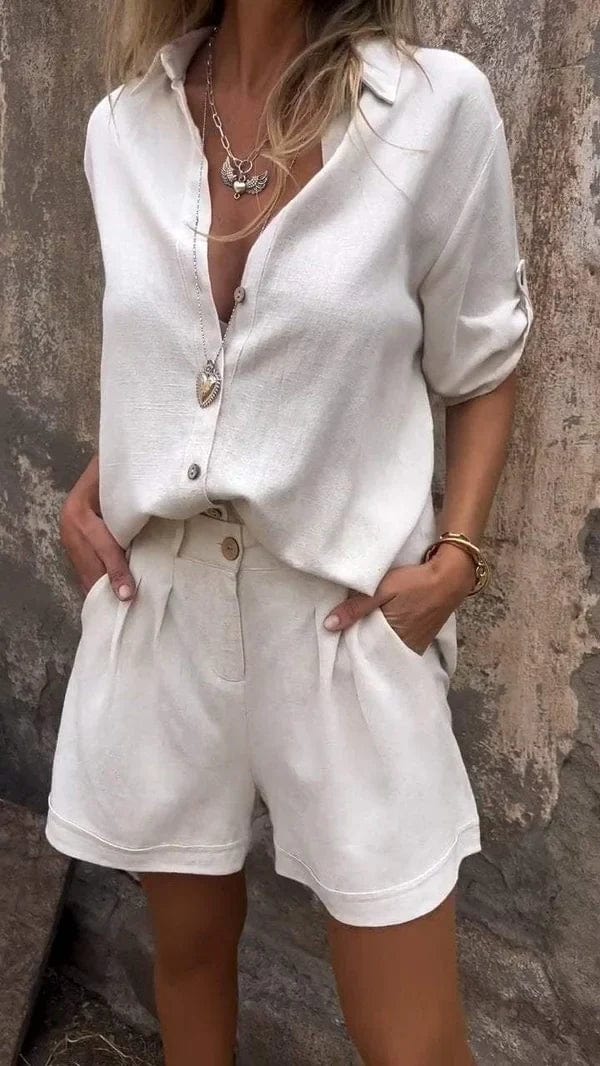 Linnen Set Dames | Kreukvrij Set met Relaxed Fit en Ademend Comfort - Zova - Fashion
