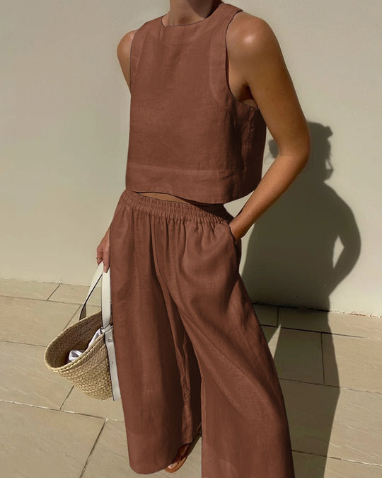 Linnen Set Dames - Lichtgewicht en Ademend Tweedelig Outfit met Relaxed Fit - Zova - Fashion