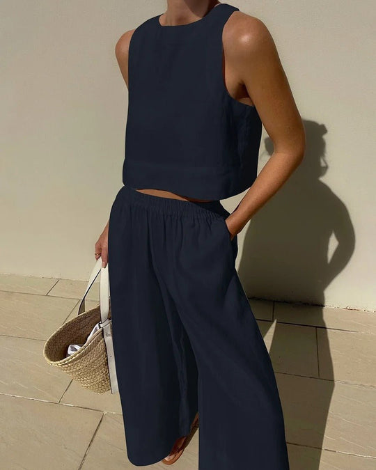 Linnen Set Dames - Lichtgewicht en Ademend Tweedelig Outfit met Relaxed Fit - Zova - Fashion