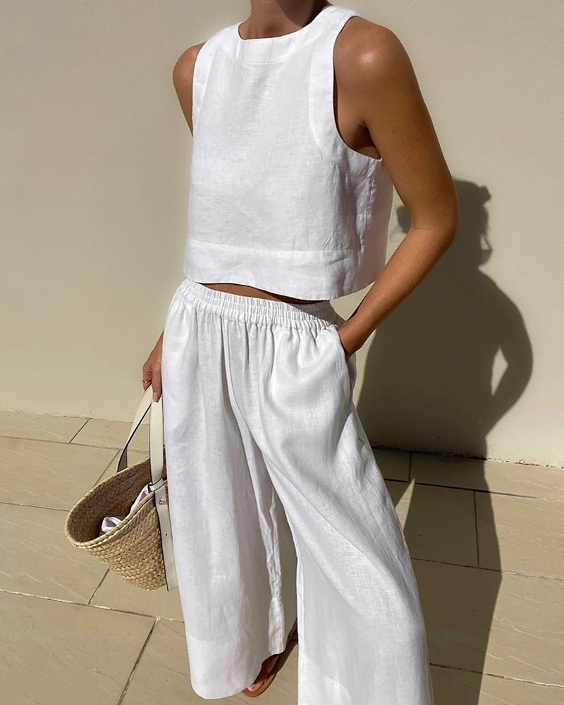 Linnen Set Dames - Lichtgewicht en Ademend Tweedelig Outfit met Relaxed Fit - Zova - Fashion