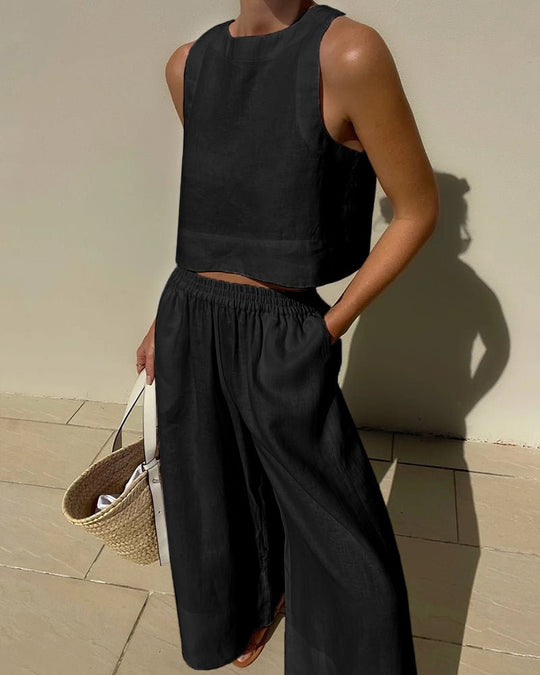 Linnen Set Dames - Lichtgewicht en Ademend Tweedelig Outfit met Relaxed Fit - Zova - Fashion