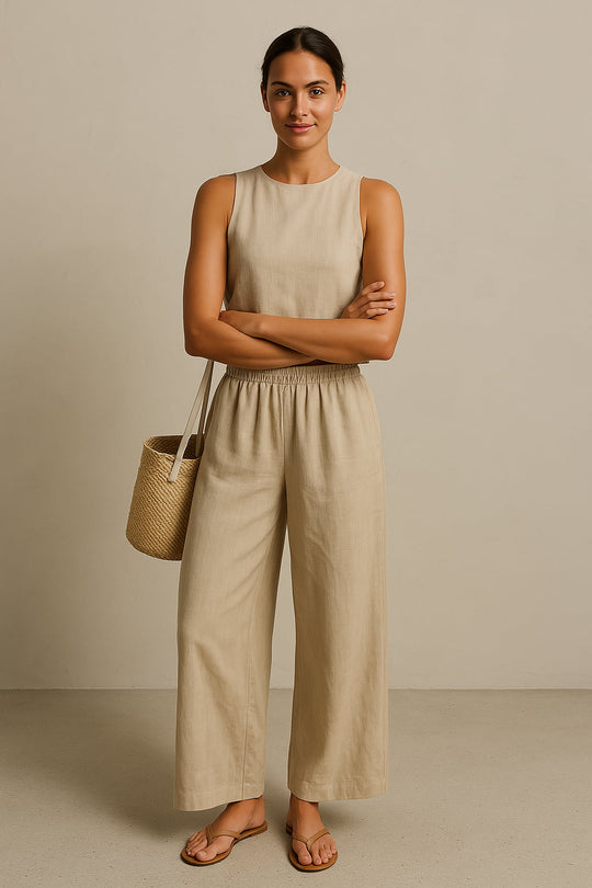 Linnen Set Dames - Lichtgewicht en Ademend Tweedelig Outfit met Relaxed Fit - Zova - Fashion
