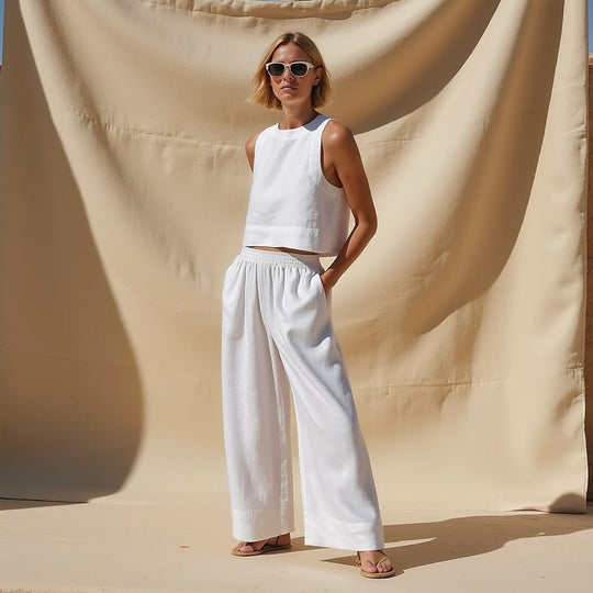Linnen Set Dames - Lichtgewicht en Ademend Tweedelig Outfit met Relaxed Fit - Zova - Fashion