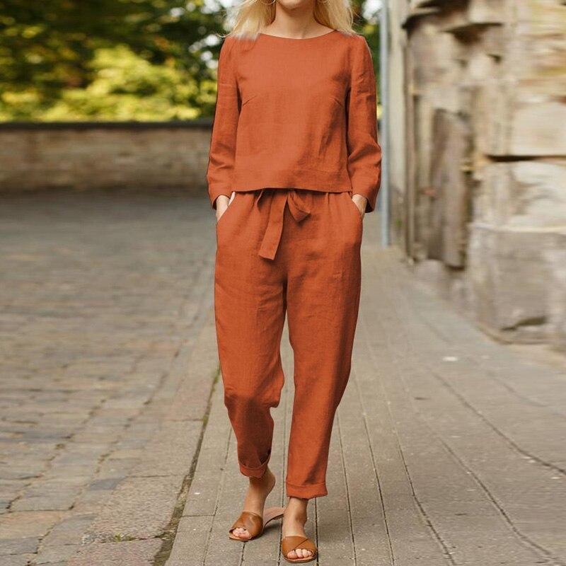 Linnen Set Dames met Knoopsluiting en Verstelbare Tailleband - Zova - Fashion