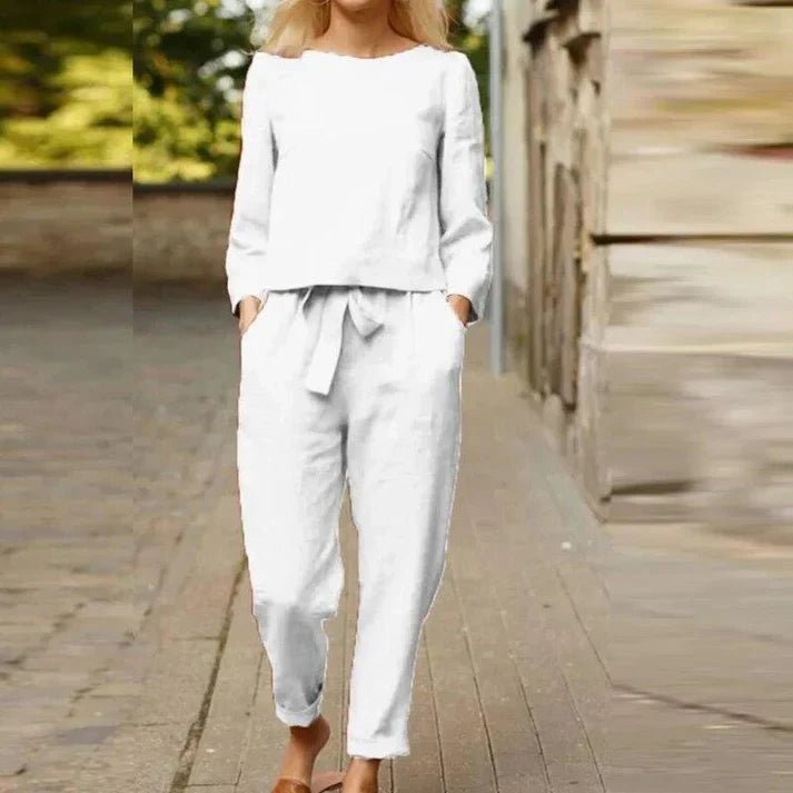 Linnen Set Dames met Relaxed Fit en Elastische Tailleband - Zova - Fashion
