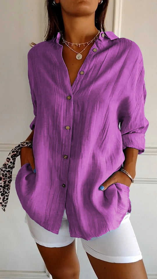 Loszittende Blouse voor dames - Luchtig en Comfortabel - Met knopen sluiting - ZovaFashion - Shirt Dames
