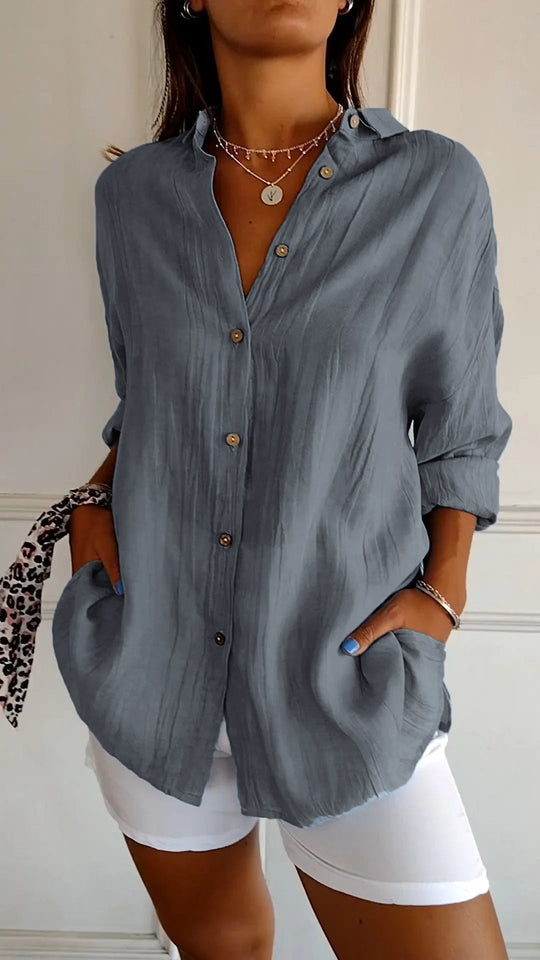 Loszittende Blouse voor dames - Luchtig en Comfortabel - Met knopen sluiting - ZovaFashion - Shirt Dames