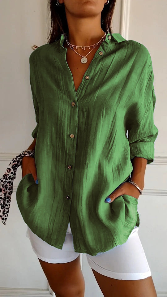 Loszittende Blouse voor dames - Luchtig en Comfortabel - Met knopen sluiting - ZovaFashion - Shirt Dames