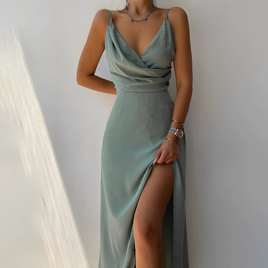 Luxe Maxi Zomerjurk Dames van Katoen met Verleidelijk Silhouet en V - Hals - Zova - Fashion