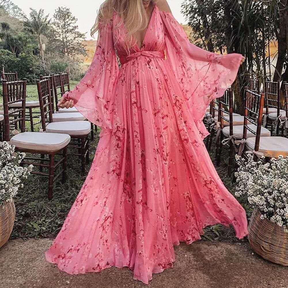 Maxi Zomerjurk Dames in Ademend Kanten Paisley Design met Vloeiende Pasvorm - ZovaFashion - Maxi Jurk