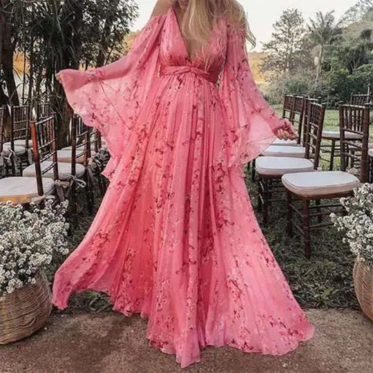Maxi Zomerjurk Dames in Ademend Kanten Paisley Design met Vloeiende Pasvorm - ZovaFashion - Maxi Jurk