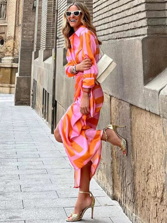 Maxi Zomerjurk Dames in Zachte Stof met V - Hals en Relaxed Fit - ZovaFashion - Maxi Jurk