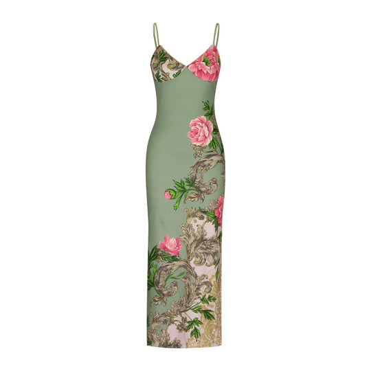 Maxi Zomerjurk Dames van Ademend Polyester met Elegante Bloemenprint - ZovaFashion - Maxi Jurk