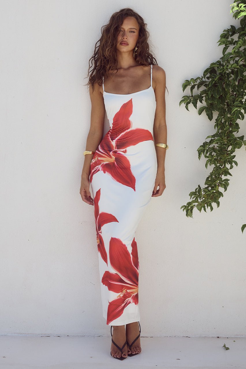 Maxi Zomerjurk Dames van Katoen met Bloemenprint en Tailored Fit - ZovaFashion - Maxi Jurk