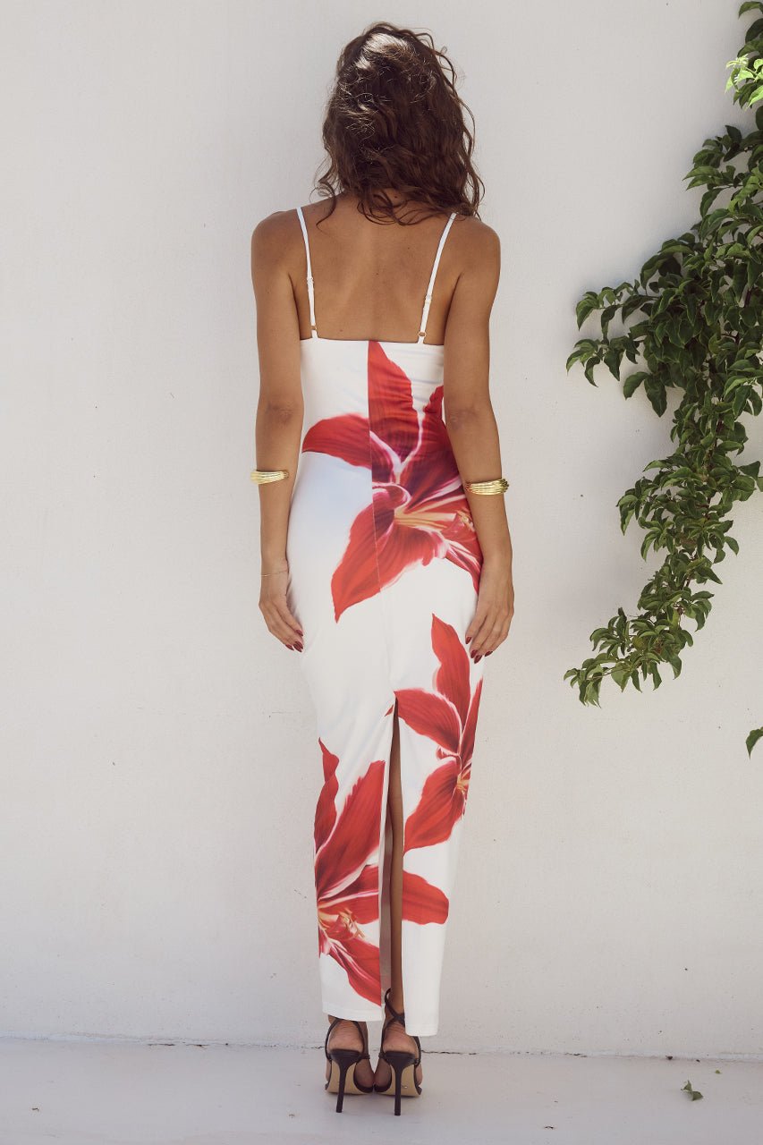 Maxi Zomerjurk Dames van Katoen met Bloemenprint en Tailored Fit - ZovaFashion - Maxi Jurk