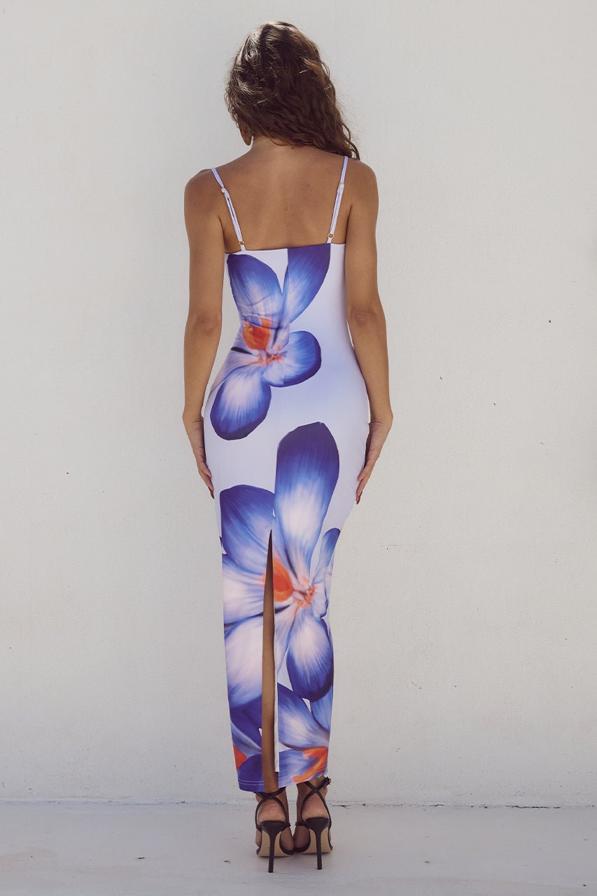 Maxi Zomerjurk Dames van Katoen met Bloemenprint en Tailored Fit - ZovaFashion - Maxi Jurk
