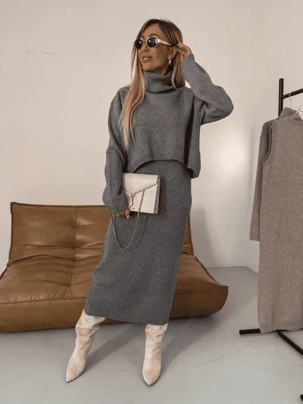 Maxi Zomerjurk Dames van Katoen met Turtleneck en Elastische Tailleband - ZovaFashion - Maxi Jurk