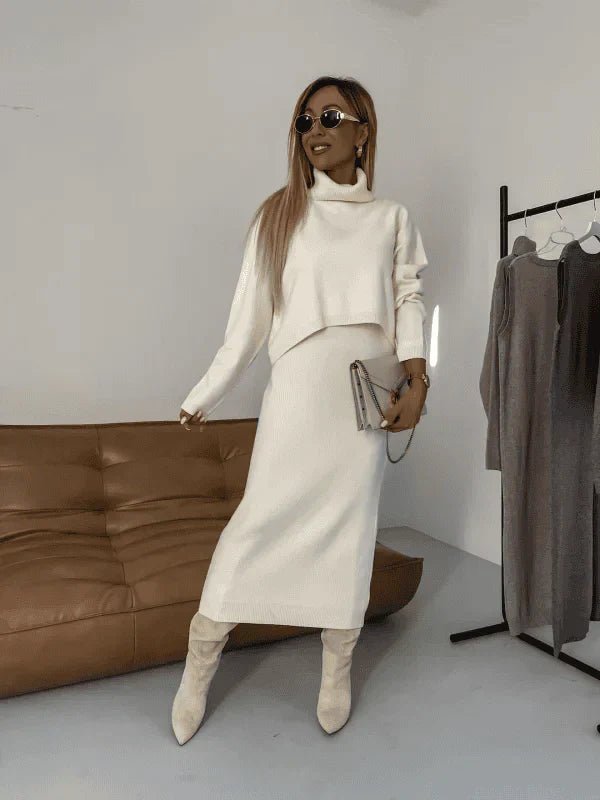 Maxi Zomerjurk Dames van Katoen met Turtleneck en Elastische Tailleband - ZovaFashion - Maxi Jurk