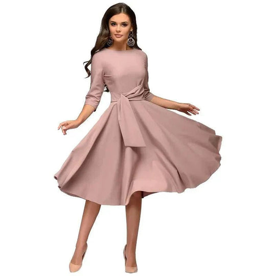 Maxi Zomerjurk Dames van Katoen met V - Hals en Elastische Tailleband - ZovaFashion - Maxi Jurk
