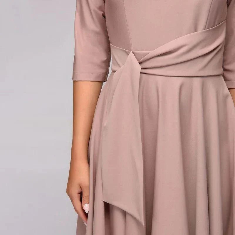 Maxi Zomerjurk Dames van Katoen met V - Hals en Elastische Tailleband - ZovaFashion - Maxi Jurk