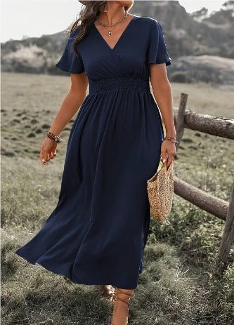 Maxi Zomerjurk Dames van Katoen met V - Hals en Flatterende Pasvorm - ZovaFashion - Maxi Jurk