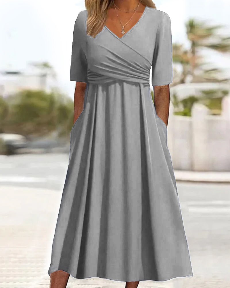Maxi Zomerjurk Dames van Katoen met V - Hals en Relaxed Fit - ZovaFashion - Maxi Jurk