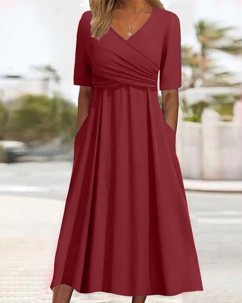 Maxi Zomerjurk Dames van Katoen met V - Hals en Relaxed Fit - ZovaFashion - Maxi Jurk