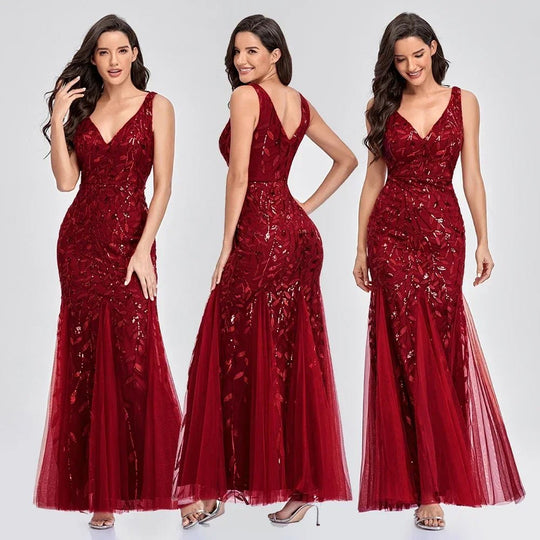 Maxi Zomerjurk van Chiffon met V - Hals en Mouwloos Design - ZovaFashion - Maxi Jurk