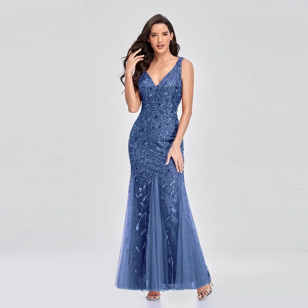 Maxi Zomerjurk van Chiffon met V - Hals en Mouwloos Design - ZovaFashion - Maxi Jurk