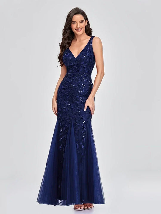 Maxi Zomerjurk van Chiffon met V - Hals en Mouwloos Design - ZovaFashion - Maxi Jurk