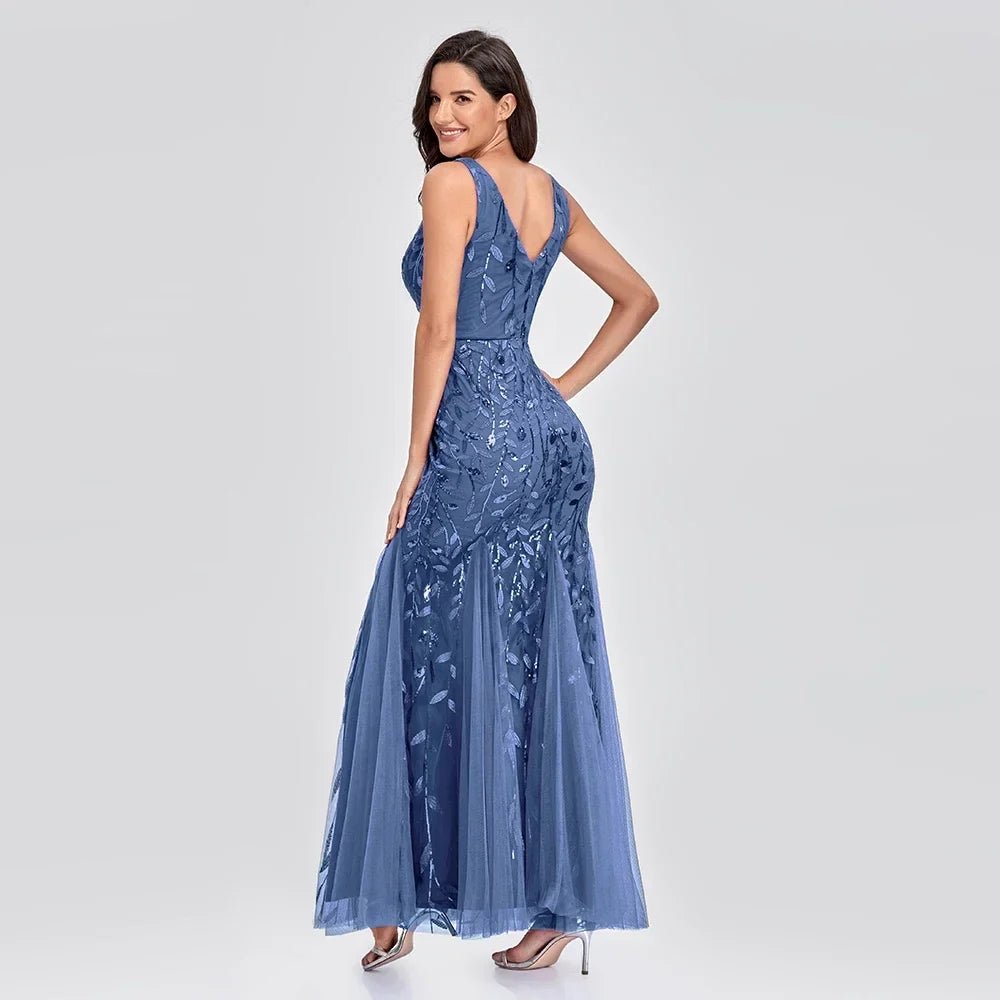 Maxi Zomerjurk van Chiffon met V - Hals en Mouwloos Design - ZovaFashion - Maxi Jurk