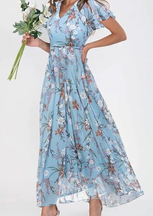 Maxi Zomerjurk van Katoen met Bloemenprint en Flatterende Pasvorm - Zova - Fashion - Maxi Jurk