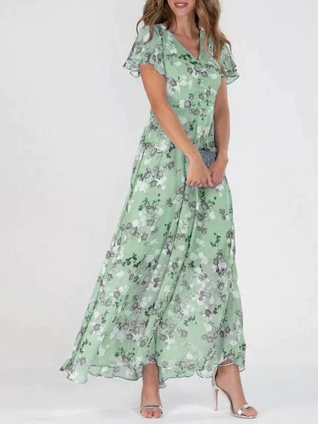 Maxi Zomerjurk van Katoen met Bloemenprint en Flatterende Pasvorm - Zova - Fashion - Maxi Jurk