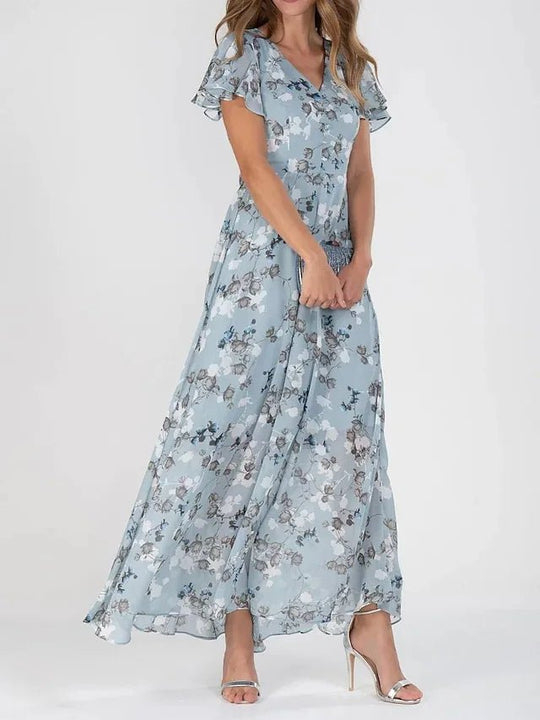 Maxi Zomerjurk van Katoen met Bloemenprint en Flatterende Pasvorm - Zova - Fashion - Maxi Jurk