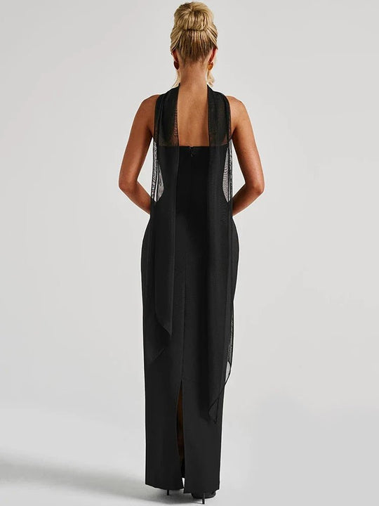 Maxi Zomerjurk van Rayon met Strapless Design en Halter Scarf Detail - ZovaFashion - Maxi Jurk