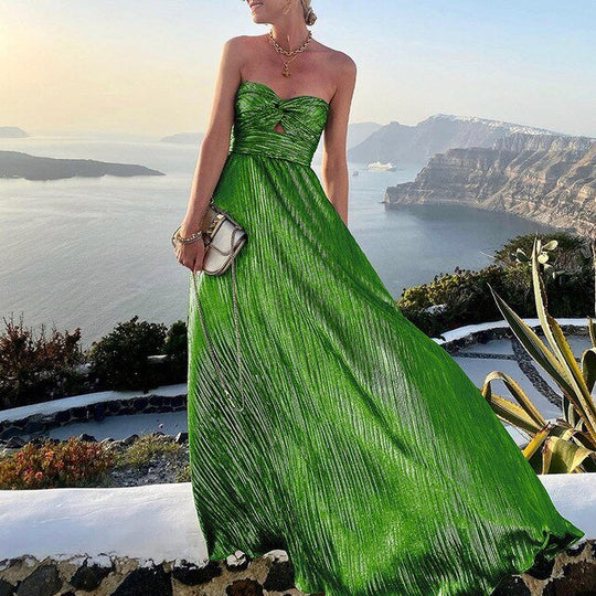 Maxi Zomerjurk van Satijn met Strapless Sweetheart Halslijn en A - Lijn Silhouet - ZovaFashion - Maxi Jurk
