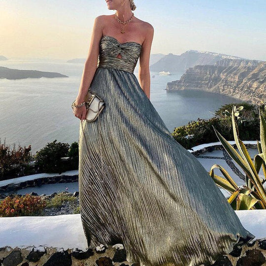 Maxi Zomerjurk van Satijn met Strapless Sweetheart Halslijn en A - Lijn Silhouet - ZovaFashion - Maxi Jurk