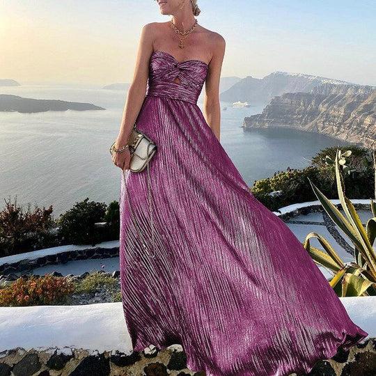 Maxi Zomerjurk van Satijn met Strapless Sweetheart Halslijn en A - Lijn Silhouet - ZovaFashion - Maxi Jurk