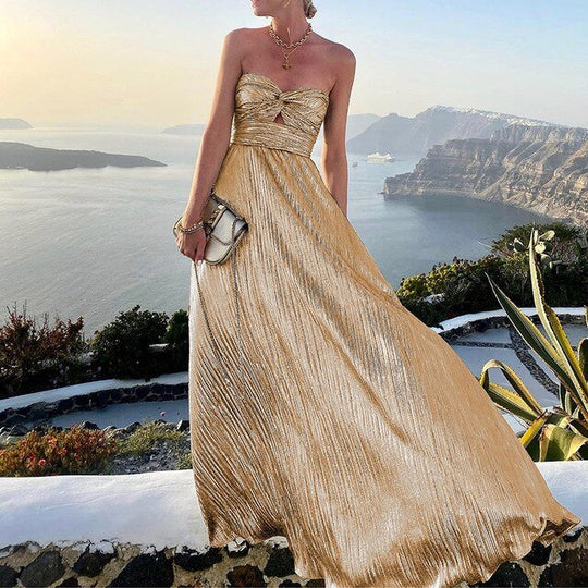 Maxi Zomerjurk van Satijn met Strapless Sweetheart Halslijn en A - Lijn Silhouet - ZovaFashion - Maxi Jurk
