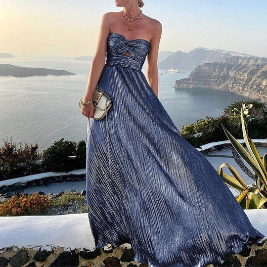 Maxi Zomerjurk van Satijn met Strapless Sweetheart Halslijn en A - Lijn Silhouet - ZovaFashion - Maxi Jurk