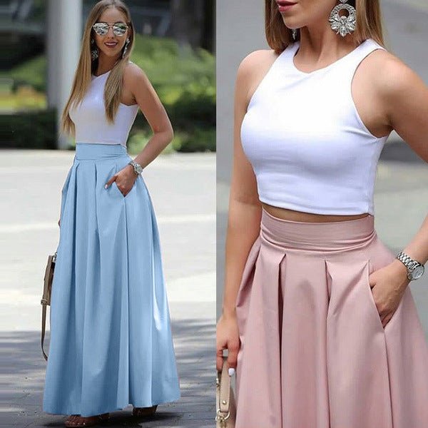 Maxi Zomerrok Dames - ALICE Elegante Hoge Taille Plissé Rok van Premium Stof - Zova - Fashion
